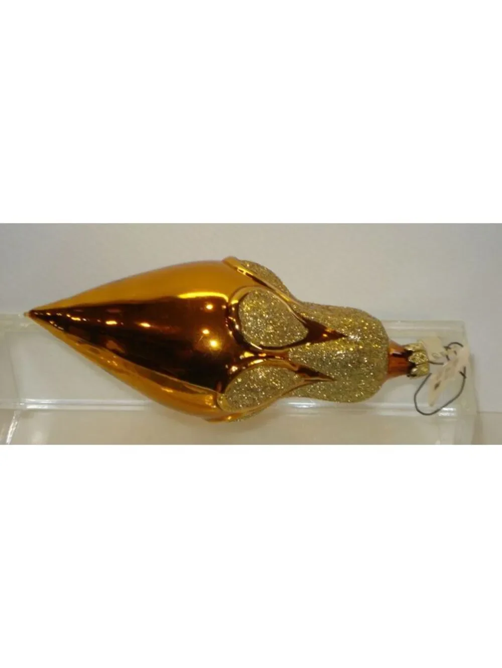 BNWT Vintage German Gold and Copper Cone Shaped Glass Christmas Ornament